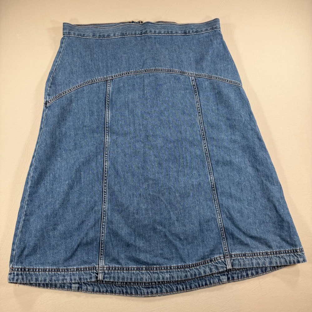 Old Navy Drapey Denim High-Rise‎ Midi Skirt Blue A-Line 14 Cotton